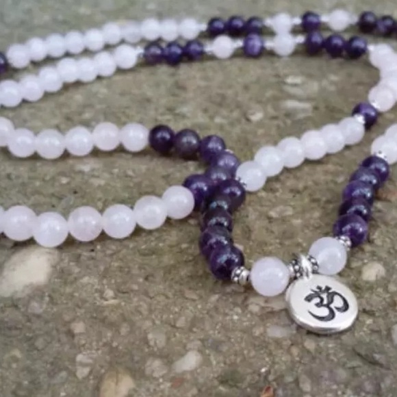 Rose quartz and amethyst mala necklace/bracelet - Picture 3 of 6